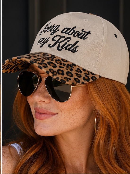 Zenana Outfitters Accessories - 🆕 Sorry About My Kids Leopard Print Two-Tone Snapback Baseball Cap Women’s Hat